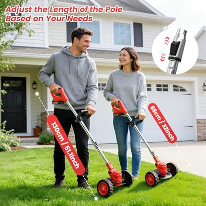 ALSO GO 24V Electric Weed Wacker with Wheels, Grass Trimmer Cordless