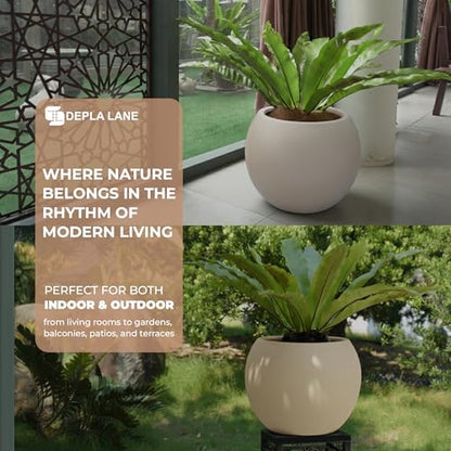 Marlo Fiberstone Round Planter, Matte Finishes (S, Cream White) - color: Cream White, size: 12.6"D x 9.8"H