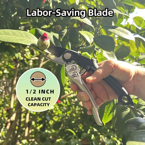 YRTSH Garden Shears Set, 2-Piece Pruning Loppers & Pruners with Gear System