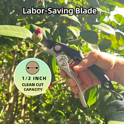 YRTSH Garden Shears Set, 2-Piece Pruning Loppers & Pruners with Gear System
