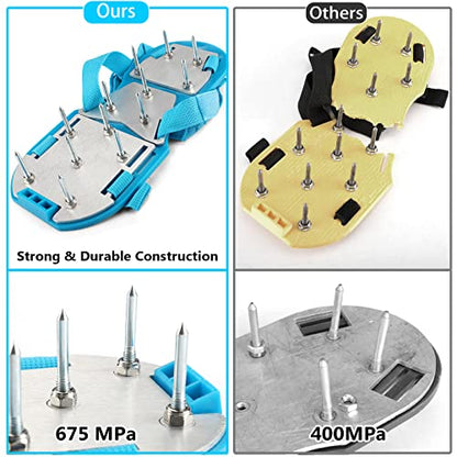 Lawn Aerator Shoes - Fully Assembled Soil Aeration Shoe Pair - Yard Aerator Tool for Aerating Patio Garden Grass Lawn