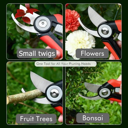 LIVINGO Bypass Pruning Shears Garden Clippers with Curved Blade