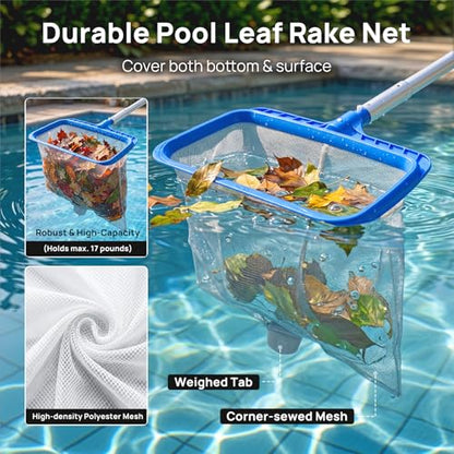 Consciot Pool Cleaning Kit, incl. Rake Net, Brush, Pole, Dispenser & Test Strip - size: 5PCS
