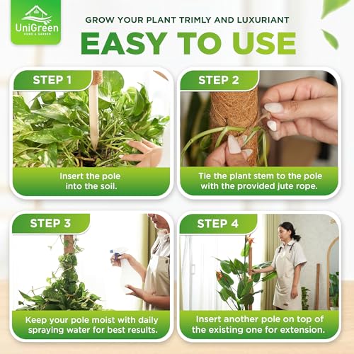 UNIGREEN 2Pack 30'' Premium Moss Pole, Coir Totem Poles for Indoor Plants, 18'' Moss Sticks, Garden Ties - Support and Train Creepers and Climbing Plants - color: 2Pack 18'' (Stackable)