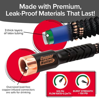 Pocket Hose 100 FT Copper Bullet Hose, 10-Pattern, 650psi - size: 100 Ft