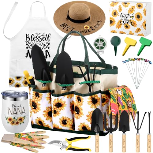 Lasnten 16 Pcs Christmas Garden Tools Set for Women Birthday Garden Gift - style: Nana