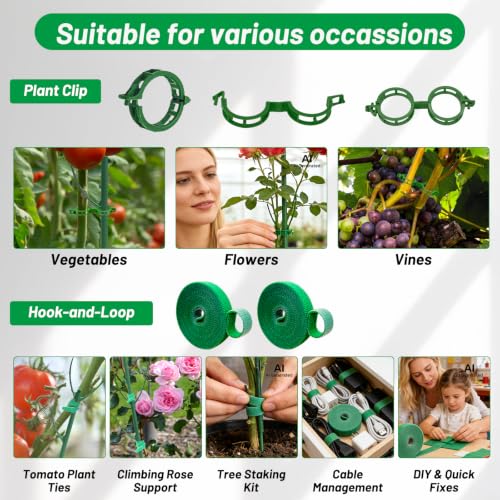 10 Plant Support Stakes for Indoor Plants with Clips & Plant Tie