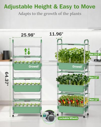 Growell 81 Pods Hydroponics Growing System Kit with Independent Water Pump - color: Green, size: 26" - 3 Tier (81 Pods)