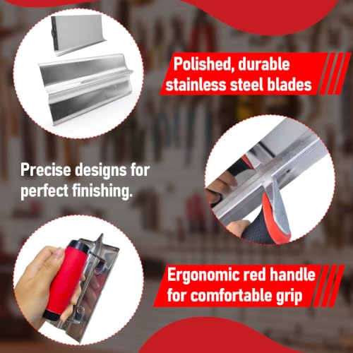 3 Pack Concrete Tool Set, Pool Trowel and Concrete Edger Groover - size: 11", Pool Trowel