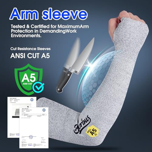ANSI A5 Cut Resistant Arm Sleeves for Men Women - color: Grey, size: Small