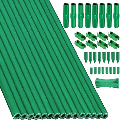 Garden Stakes Kit: 15Sets Fiberglass Plant Sticks Supports & Accessories for DIY 4ft, 5ft, 6ft, 7ft Stakes for Tomato, Vegetables, Indoor & Outdoor Gardening Supplies (15)