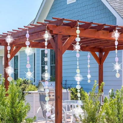 5 Pack Reflective Bird Scare Discs Set, 40 Inch Long Bird Scare Hanging Devices Double-Sided Reflectors Deterrents Keep Birds Away for Garden, Orchards, Patio, Yard (Silver) - color: Silver