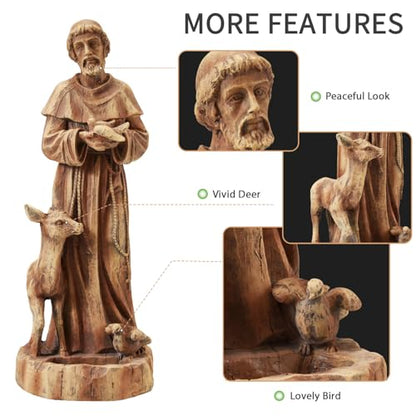 YOLENY 25" Saint Francis Statue with Bird Feeder, Outdoor Garden Decor - size: 25 Inch-Brown St Francis