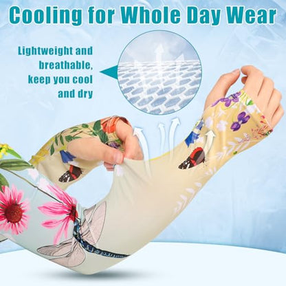 Gardening Sleeves for Women UV Sun Protection with Thumb Hole Anti-Scratch - color: Gradient Yellow Green