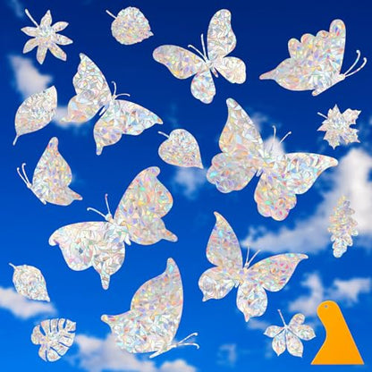 YUOROS 30 Anti Collision Window Decals for Bird Strike Prevention - color: Butterfly, Leaf