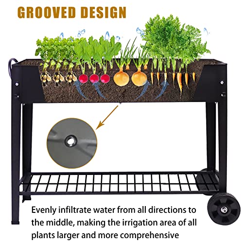 aboxoo Large Elevate 32" H Metal Raised Garden Bed with Wheels Legs Outdoor