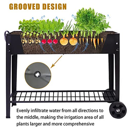 aboxoo Large Elevate 32" H Metal Raised Garden Bed with Wheels Legs Outdoor