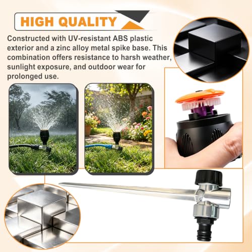 2 Pack Gear Drive Sprinkler 360° Rotating Metal Spike Base Yard