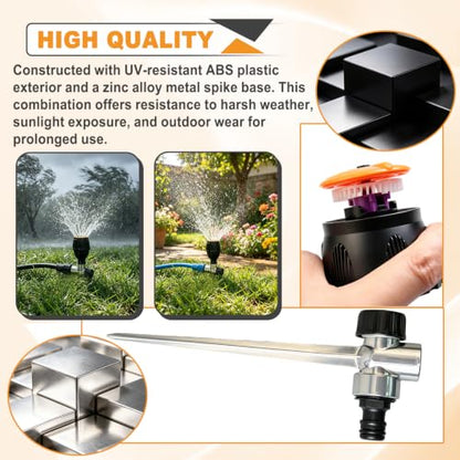 2 Pack Gear Drive Sprinkler 360° Rotating Metal Spike Base Yard