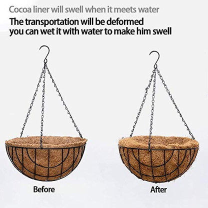 4 PCS 14 Inch Round Coco Liners Coconut Liners for Hanging Planters, Hanging Basket Replacement Coco Liners, Round Basket，100% Natural Coco Coir Liners for Hanging Basket - size: 14in/4pcs
