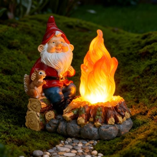 Solar Light-Up Garden Gnome Statue - Waterproof Outdoor Decor for Garden, Yard, Porch Patio Lawn Balcony,Decorations for Families and Holiday Enthusiasts for Women,Grandma, Housewarming - color: 002-gnome