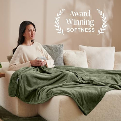 Bare Home Fleece Blanket Luxury Microplush (Full/Queen, Cypress) - color: 11 - Cypress, size: Full/Queen
