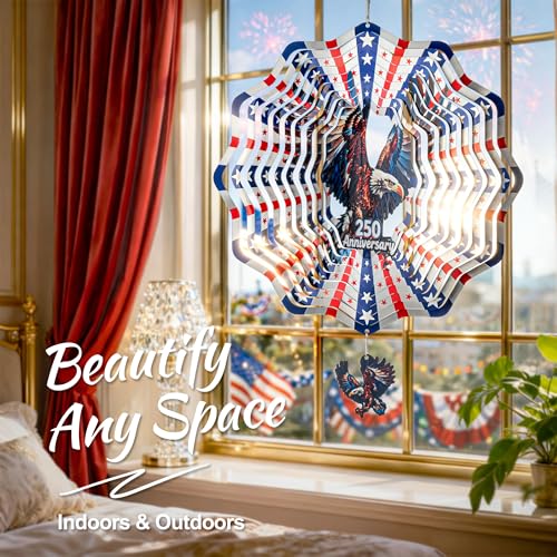 250th Anniversary American Eagle Flag 12 Inch Wind Spinner - size: American Eagle