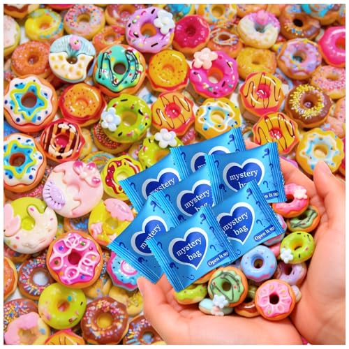 Mini Glow In The Dark Animal Resin Models, Resin Animals Mystery Bags, Individually Wrapped Blind Bags Tiny Animal Figurines, Collectible Mini Animals For Fairy Garden, DIY Crafts (50, Doughnut) - color: Doughnut