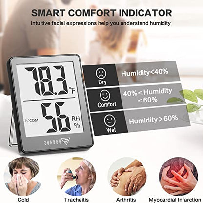 DOQAUS Digital Hygrometer Indoor Thermometer Humidity Meter, Grey - color: Grey