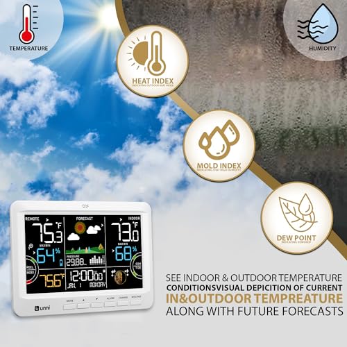 Weather Station Indoor Outdoor Thermometer Wireless Atomic Clock White - color: White