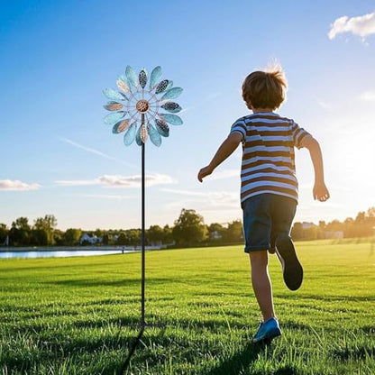 WONDER GARDEN Wind Spinners Outdoor - Metal Wind Spinner Windmill, 4.3 Ft Kinetic Wind Sculpture & Spinners for Yard Patio Lawn Decor - size: 4.2 ft