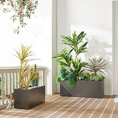 38Lx15Wx15H Rectangular Metallic Planter Box for Outdoor Indoor Plants - color: Gray