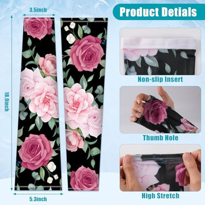 Gardening Sleeves for Women UV Sun Protection with Thumb Hole Anti-Scratch - color: Black Rose