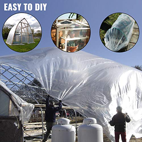 VEVOR Greenhouse Plastic Sheeting 15 x 40 ft, 6 Mil Thickness UV Resistant Clear Polyethylene Film, Hoop Green House Cover for Farms, Agriculture, Garden - size: 15 x 40 ft