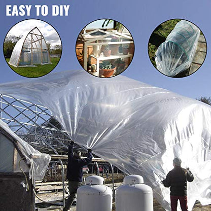 VEVOR Greenhouse Plastic Sheeting 15 x 40 ft, 6 Mil Thickness UV Resistant Clear Polyethylene Film, Hoop Green House Cover for Farms, Agriculture, Garden - size: 15 x 40 ft