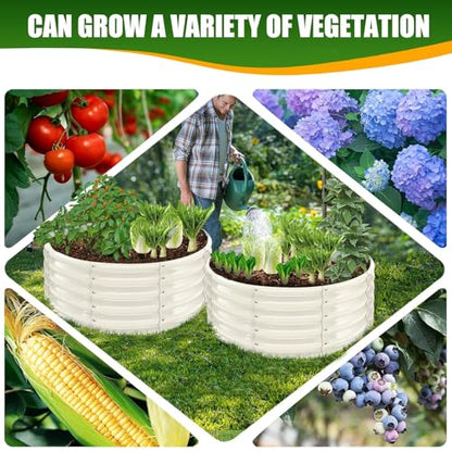 TBMLC 17" Tall,3.3 FT Diameter Elevated Round Metal Raised Garden Bed White - color: White, size: 3.3FT Diameter