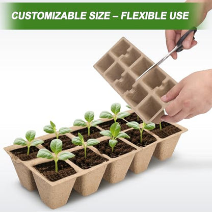 200 Cells Peat Pots, Seed Starter Trays Planting Trays for Seedlings