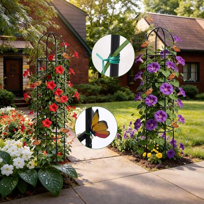 100% Metal 2pc Obelisk Garden Trellis 6.6 Feet Tall Sturdy Plant Support - size: 2PC