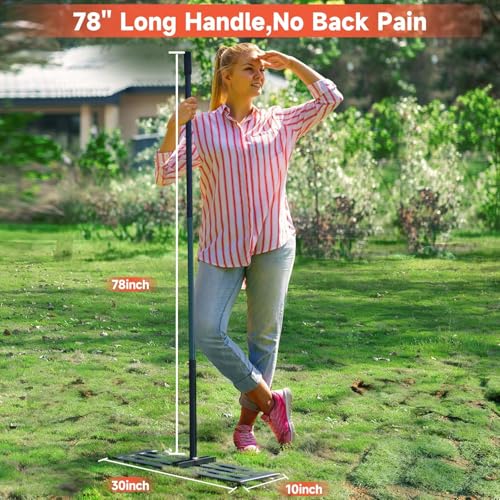 Lawn Leveling Rake, 30x10 Stainless Steel Leveler with 78" Handle - color: Light green