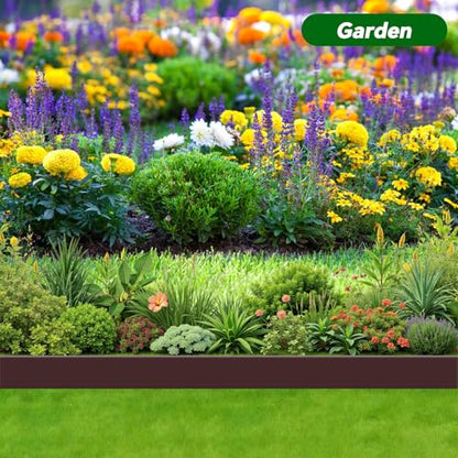 Garden Edging Border, 2In x 100 FT Landscape Edging with 90 Spikes, Brown - size: 100ft Brown-1