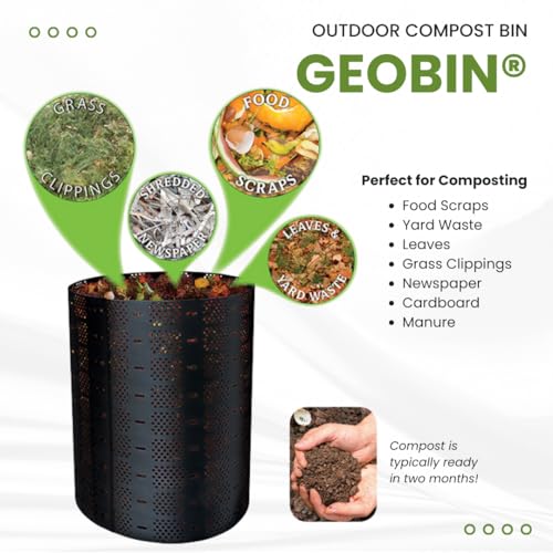 Geobin Compost Bin - 246 Gallon, Expandable, Easy Assembly, Made in the USA, Outdoor & Backyard Composter - color: Black