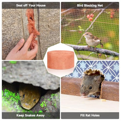 5th Gen Copper Mesh Rodent Control Set, 4in x 30ft Premium Pure Copper Wool - size: 30FT