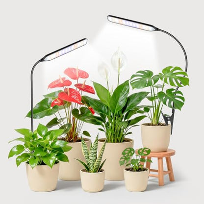 Garpsen Grow Light with Clip, Full Spectrum, Flexible Gooseneck, 2Pack - size: 2Pack