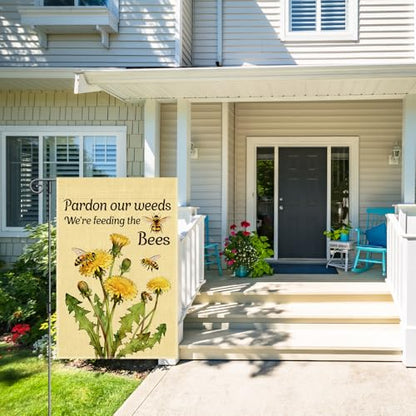 Perfectinsoy Pardon Our Weeds We're Feeding the Bees Garden Flag 12x18 - color: Beige70