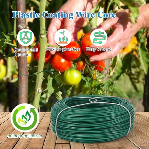 Shintop 328Ft Garden Wire, Green Plant Twist Ties for Climbing Plants - color: Green