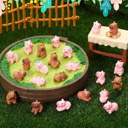 32 Pcs Mini Resin Capybaras, 16 Styles Capybara Figures