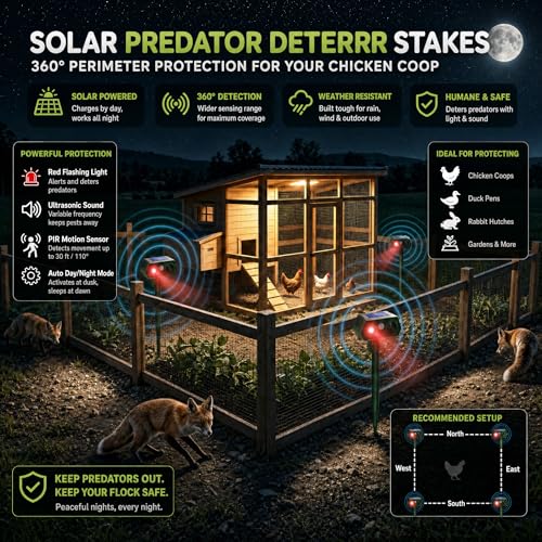Solar Ultrasonic Animal Repeller with Red&Blue Light for Gardens, Farms and Courtyards, Outdoor Sonic Fortress Pro Deterrent for Deer, Raccoons, Squirrels, Cats, Rabbits, Skunks, Foxes & More(2Pack)