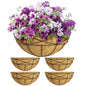 4 Pack 14 Inch Window Boxes Planters Railing Planter Box with Coco Liners Deck Railing Planter Boxes Balcony Hanging Flower Box Wall Mounted Half Round for Outdoor Plants Garden Decor - size: 14 Inch