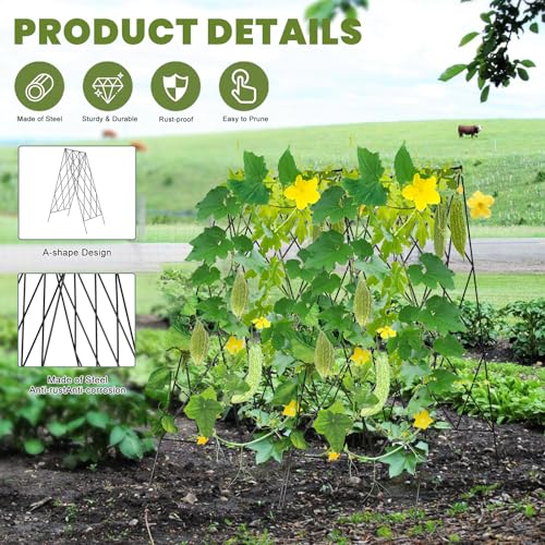 Cucumber Trellis 2 Pack,Foldable A-Frame Garden Trellis - color: Pitch Black, size: 39.4" H