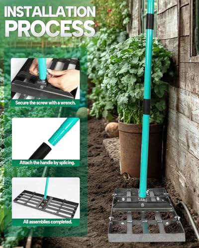 30"x10" Lawn Leveling Rake, Yard Leveling Rake for Soil with 77" Handle - style: 30"X10"